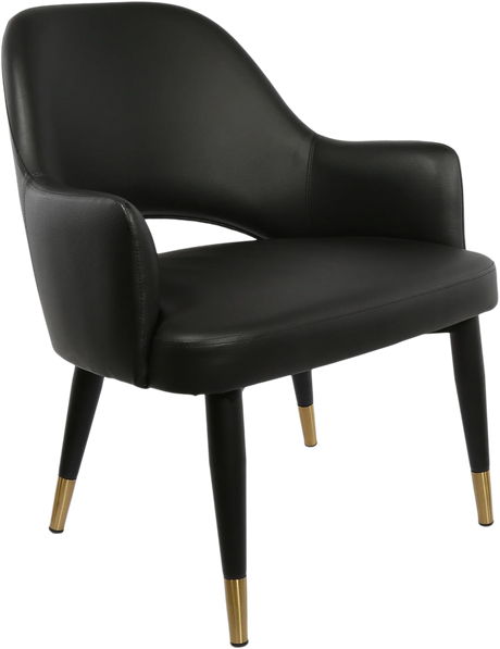 FL BonBon Vinyl Upholstered Black Metal Legs Brass Tips Hospitality Chair
