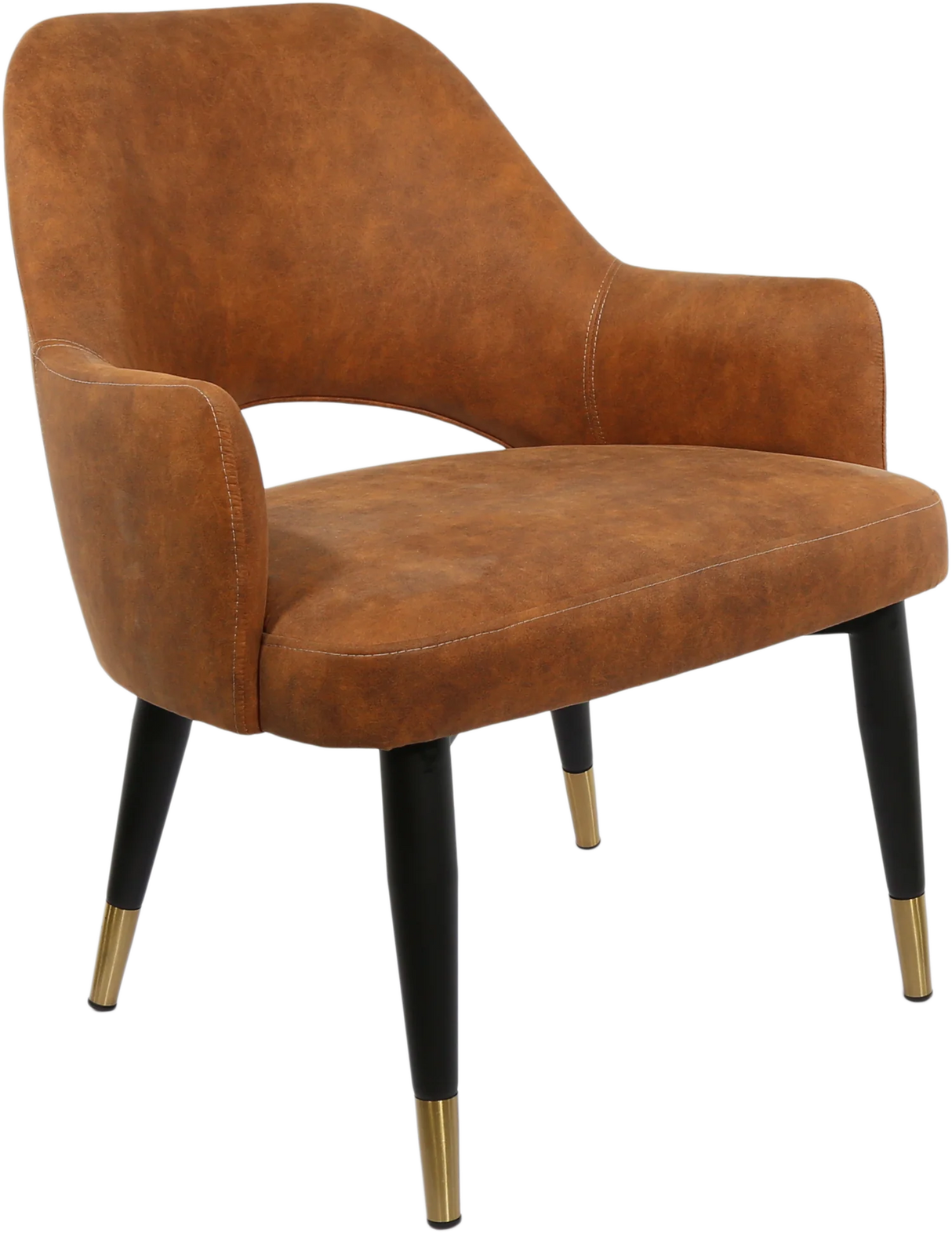 FL BonBon Vinyl Upholstered Black Metal Legs Brass Tips Hospitality Chair