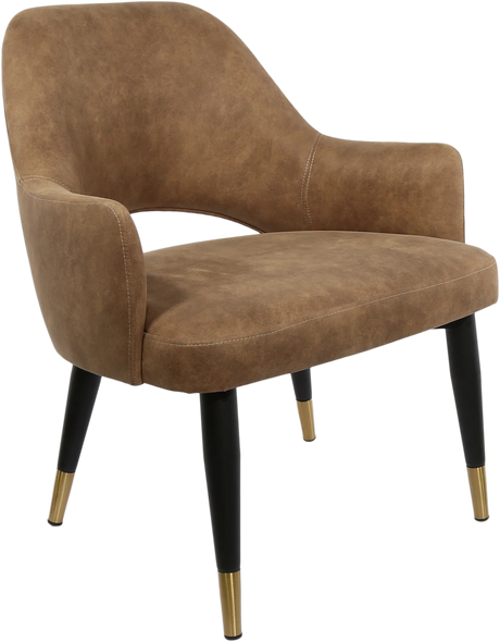 FL BonBon Vinyl Upholstered Black Metal Legs Brass Tips Hospitality Chair