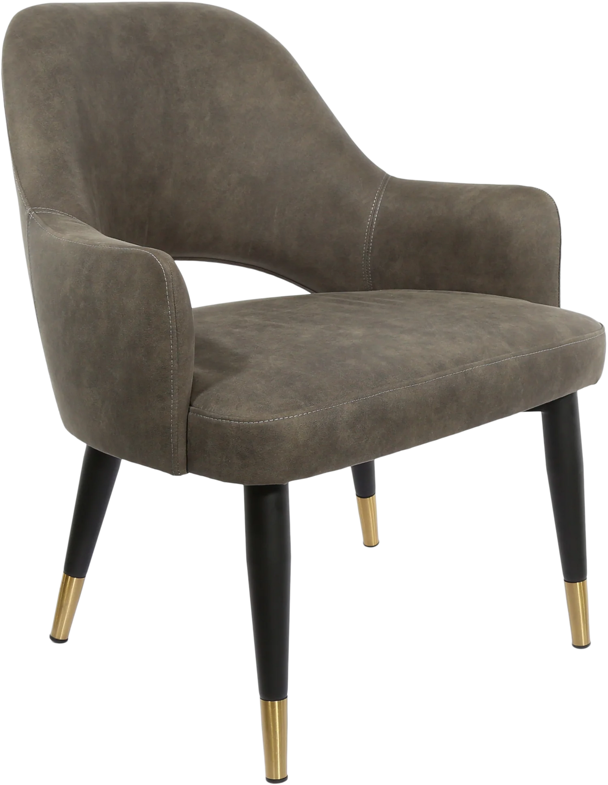 FL BonBon Vinyl Upholstered Black Metal Legs Brass Tips Hospitality Chair