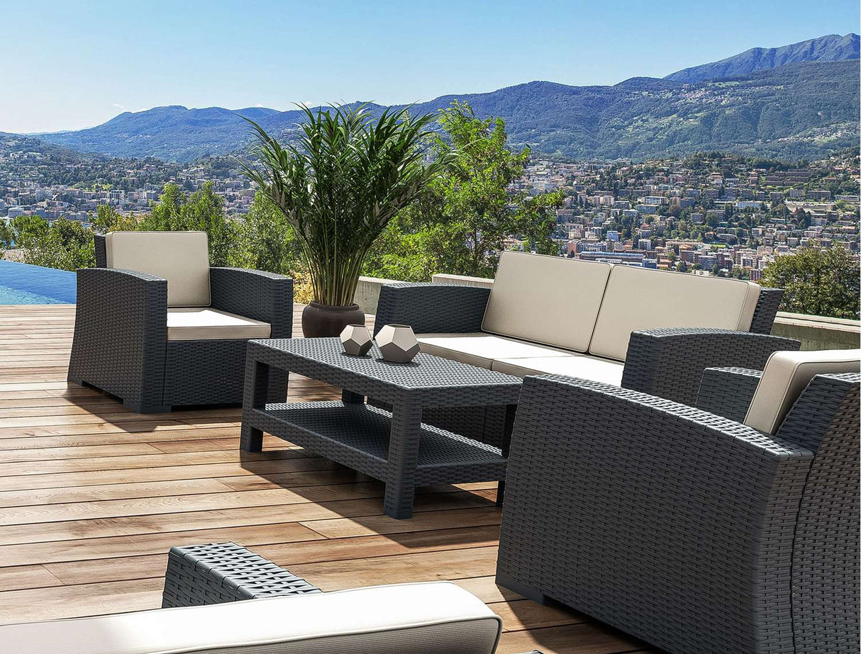 FL Monaco Hospitality Outdoor 2+1+1 Seater Lounge Set