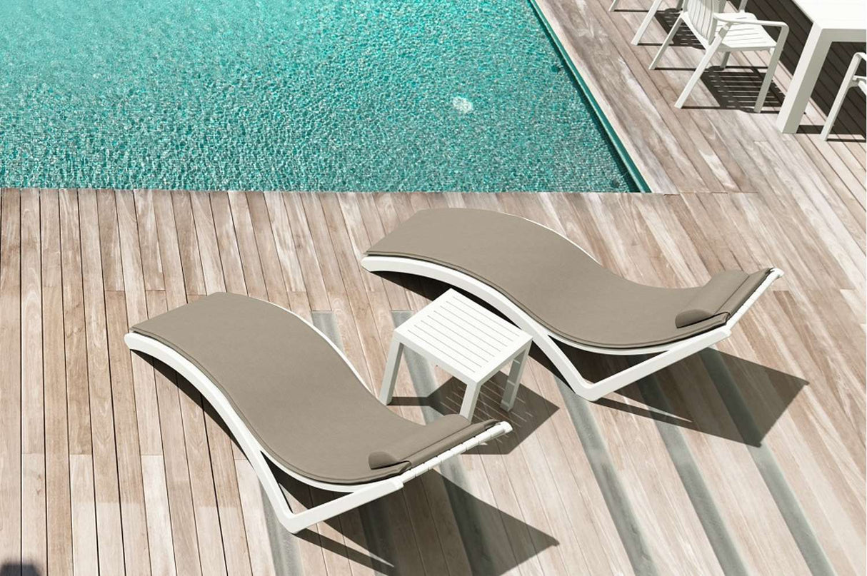 FL Slim 2 Slim Poolside Sunlounger with Cushion & Ocean Side Table Package