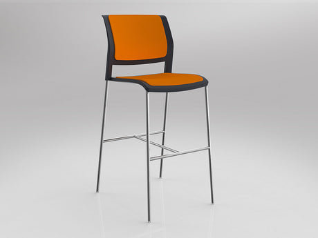 OL Game Fabric Upholstered Chrome Leg Barstool