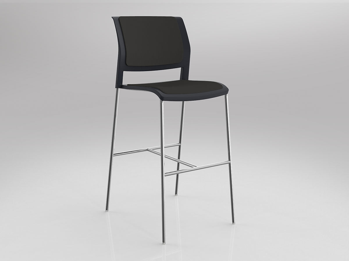 OL Game Fabric Upholstered Chrome Leg Barstool