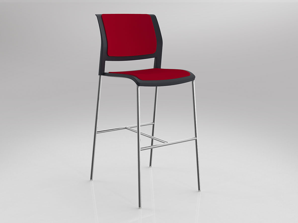 OL Game Fabric Upholstered Chrome Leg Barstool