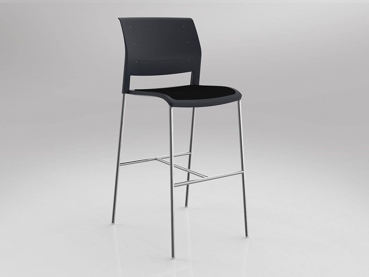 OL Game Upholstered Seat Chrome Legs Barstool