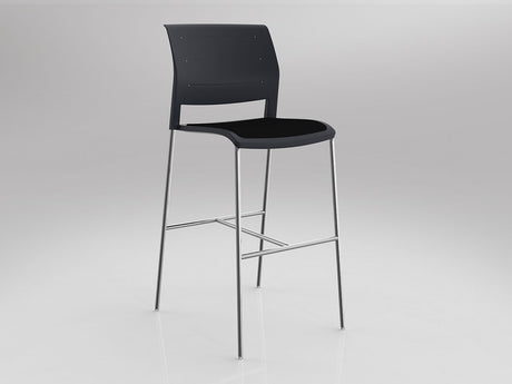 OL Game Upholstered Seat Chrome Legs Barstool