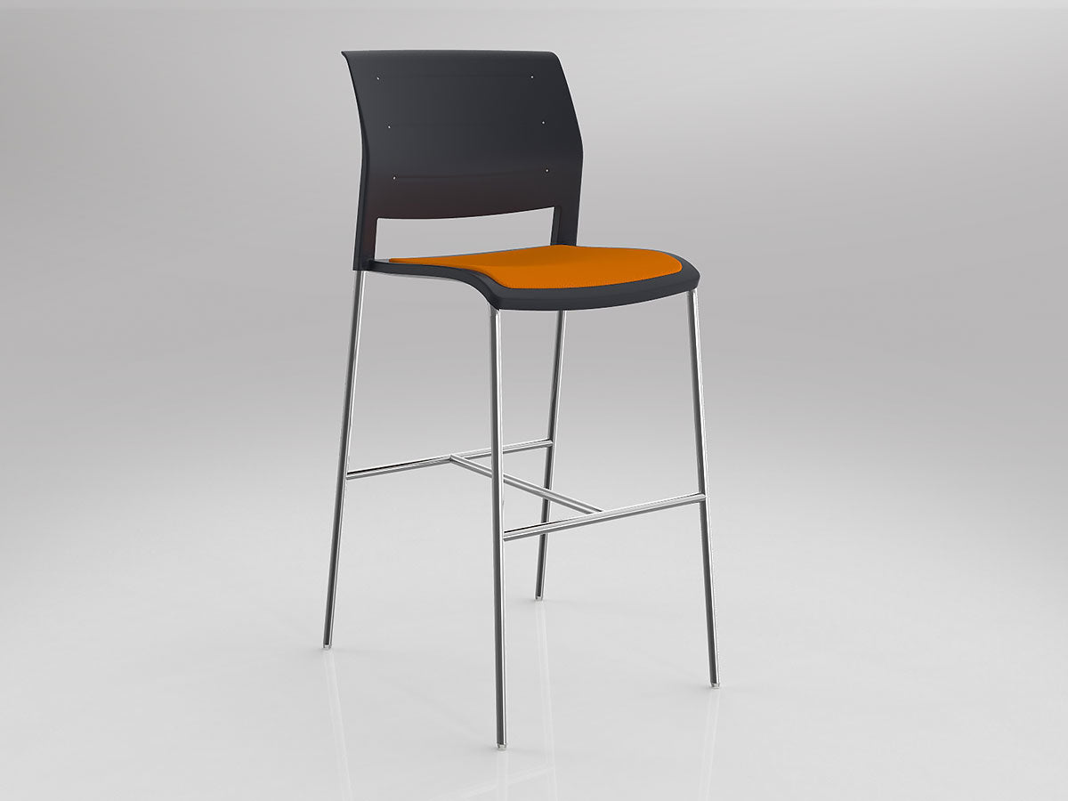 OL Game Upholstered Seat Chrome Legs Barstool
