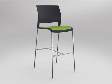 OL Game Upholstered Seat Chrome Legs Barstool