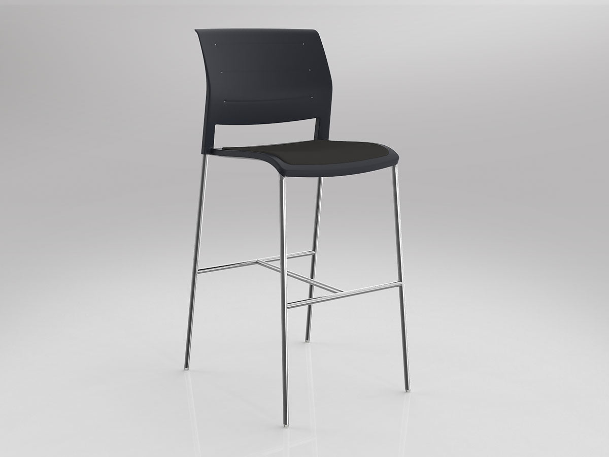 OL Game Upholstered Seat Chrome Legs Barstool