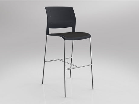 OL Game Upholstered Seat Chrome Legs Barstool