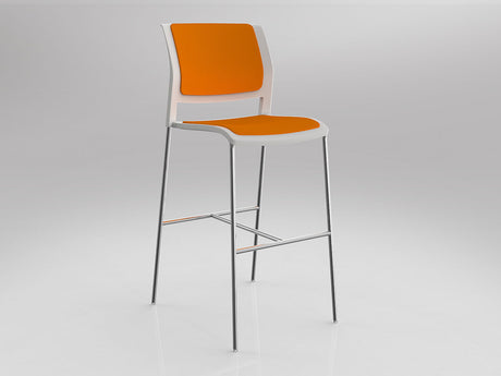 OL Game Fabric Upholstered Chrome Leg Barstool