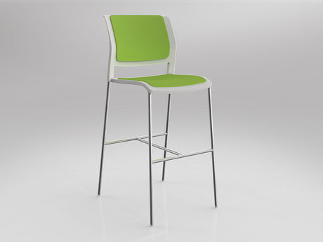 OL Game Fabric Upholstered Chrome Leg Barstool