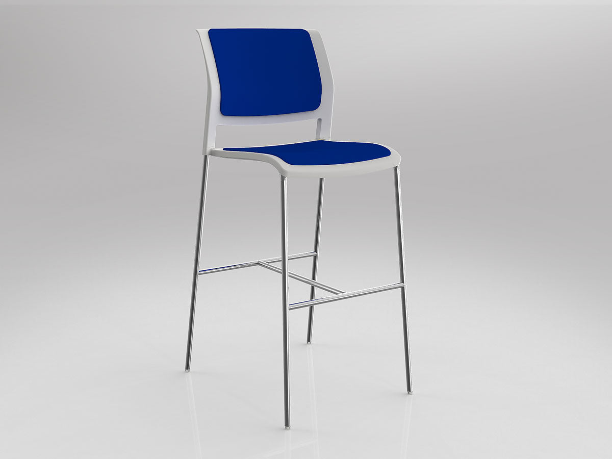 OL Game Fabric Upholstered Chrome Leg Barstool