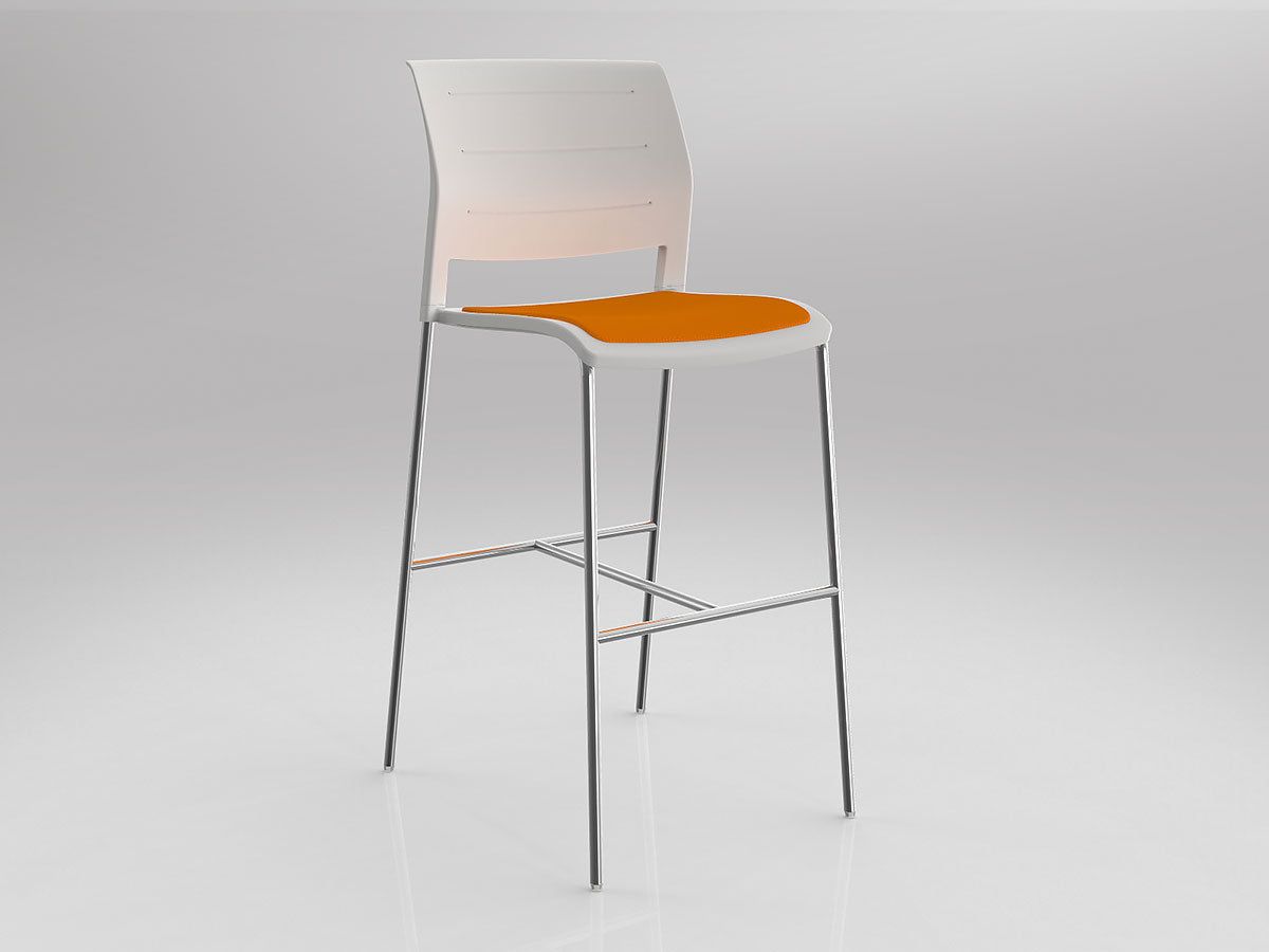 OL Game Upholstered Seat Chrome Legs Barstool