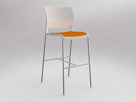 OL Game Upholstered Seat Chrome Legs Barstool