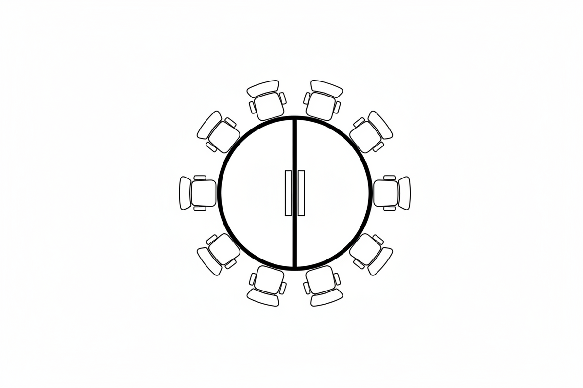 MA Modular Round Leg Half Circle Conference Table End