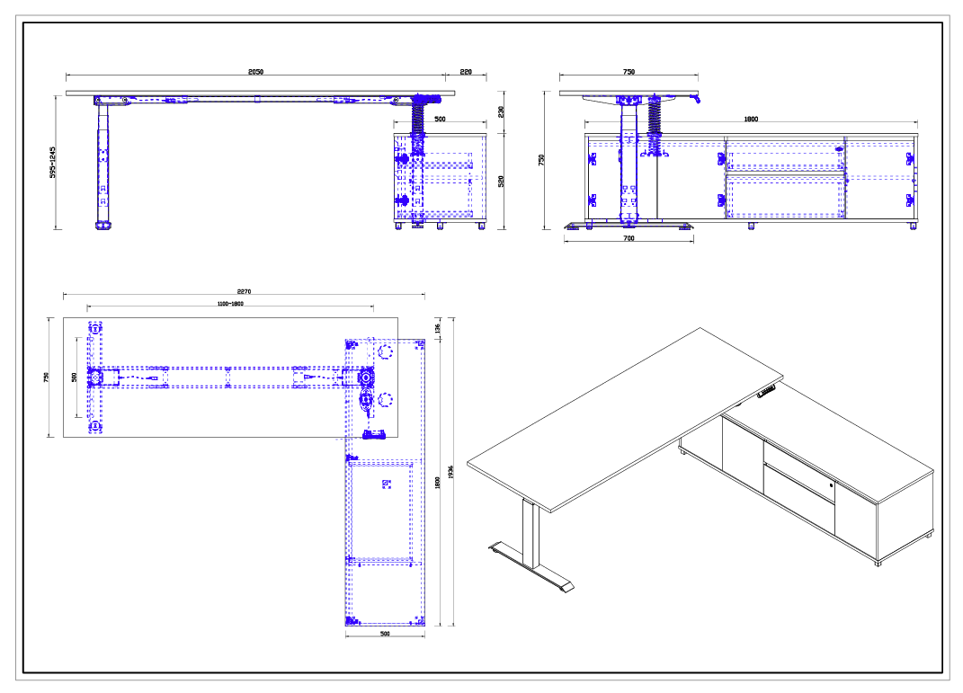 RL Halo Plus Height Adjustable Executive Desk with Return Cabinet