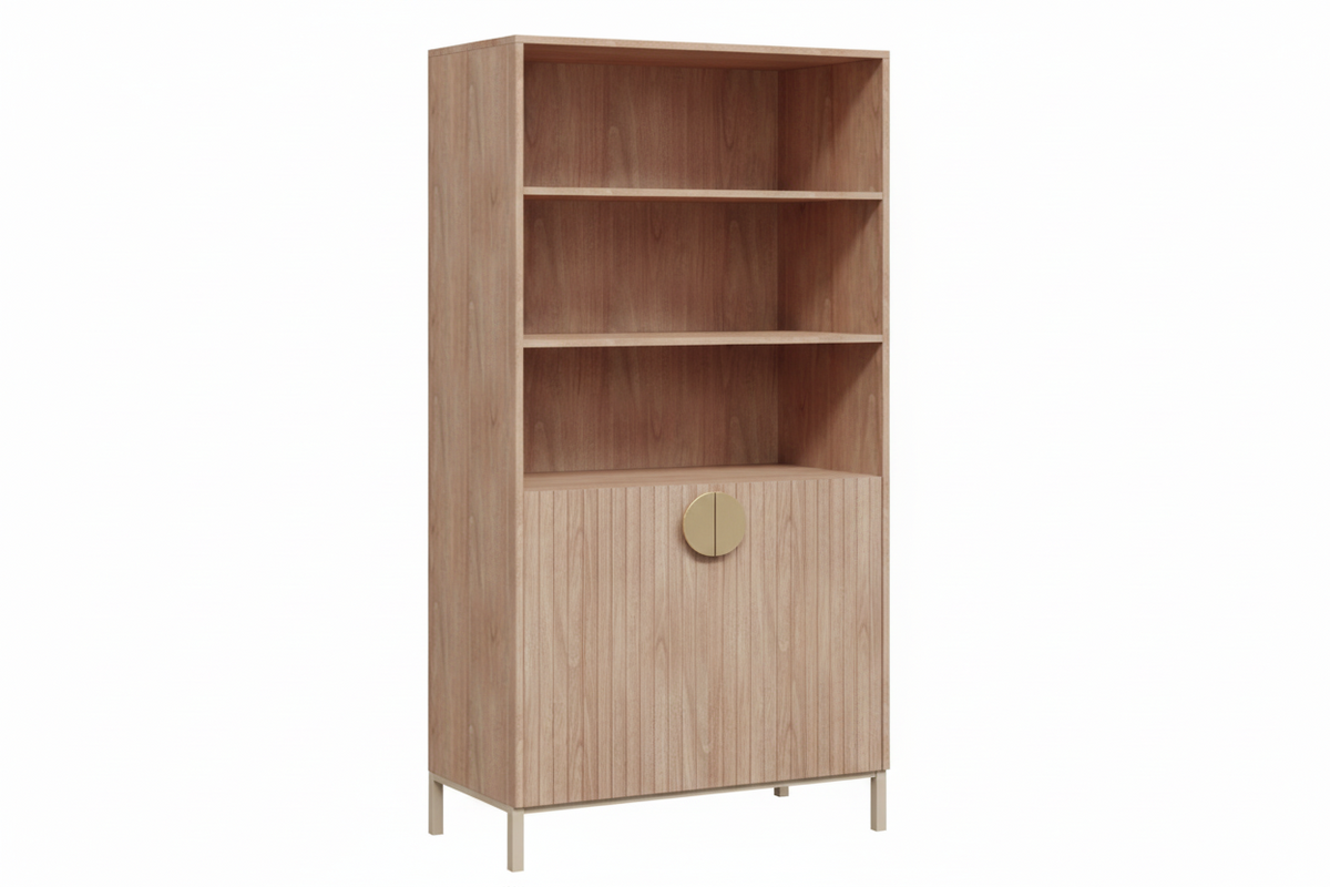 DD Honey Metal Base 2 Door Cupboard with 2 Open Shelves