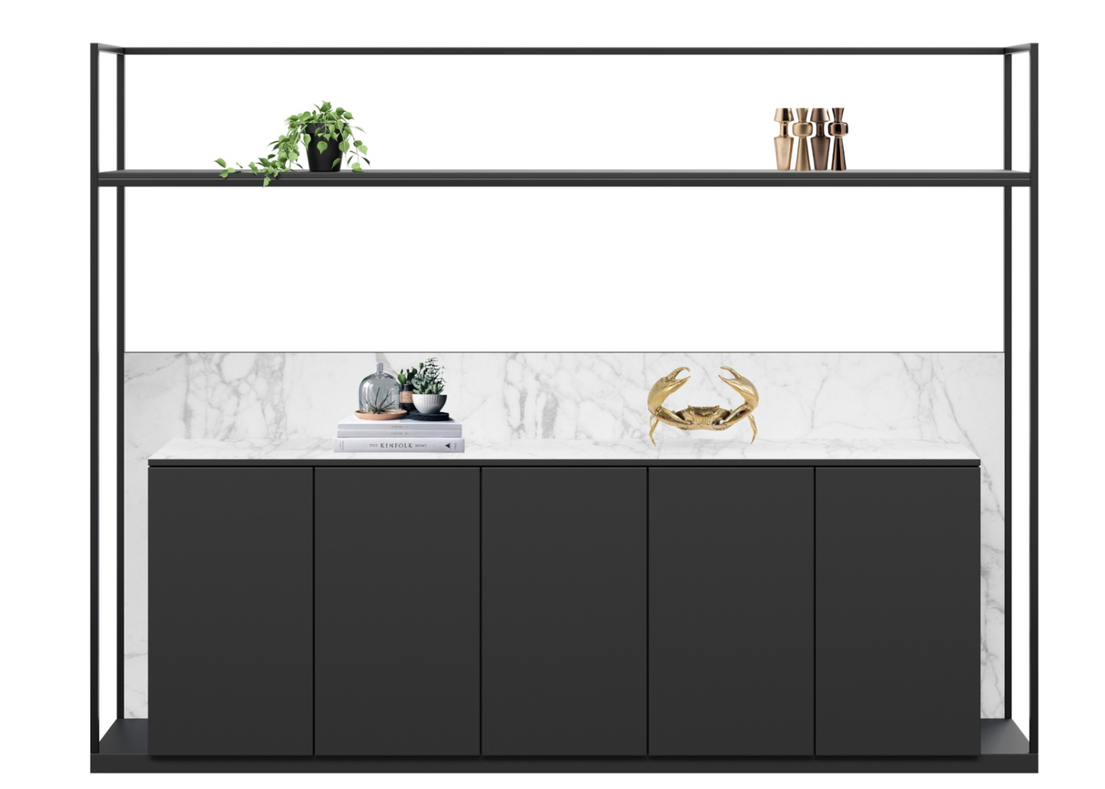 DD Hostess Welded Framed 4 Door Cupboard with Open Shelf