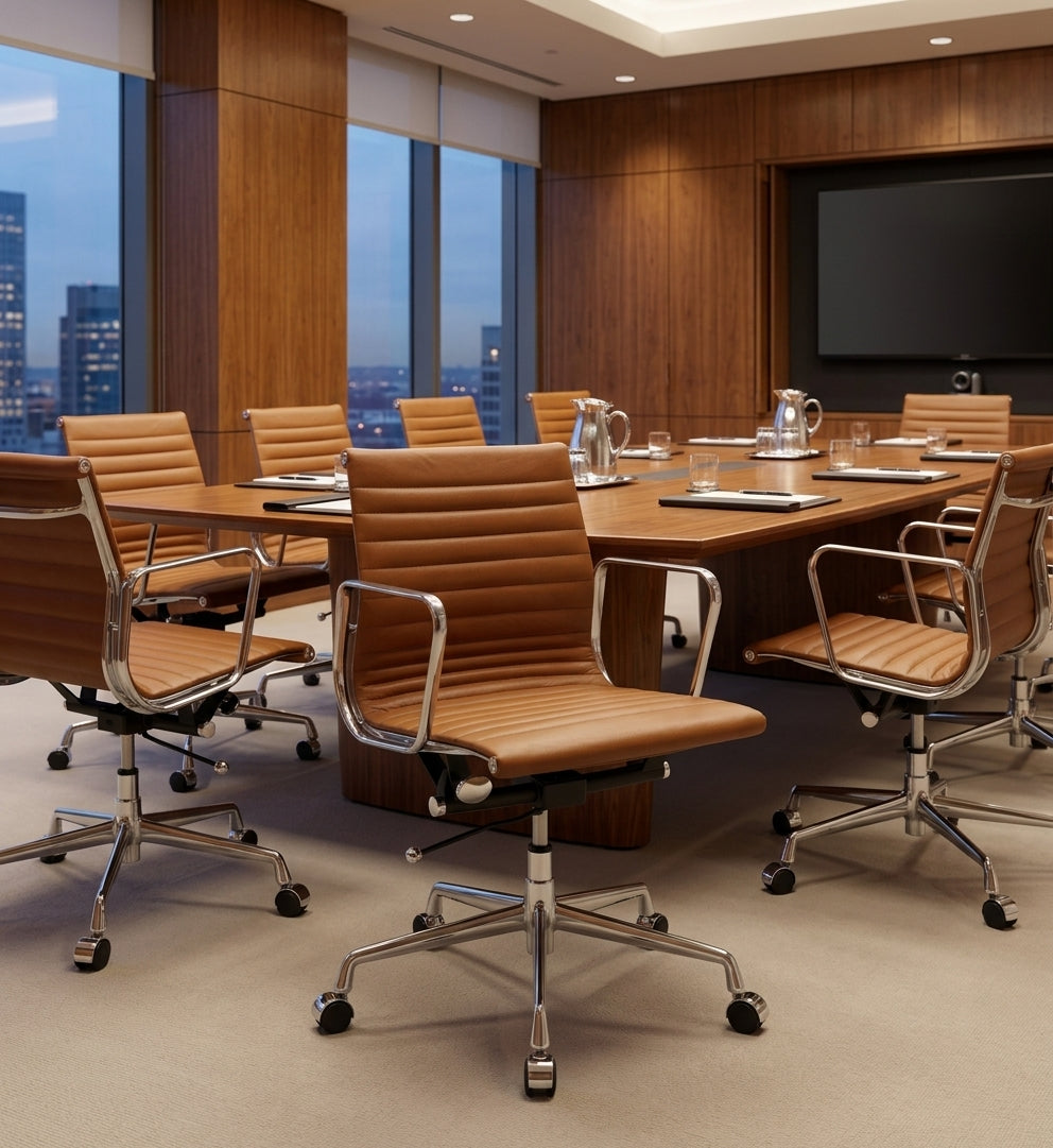 DD Berkeley Boardroom Chair in Chrome Base Tan Seat