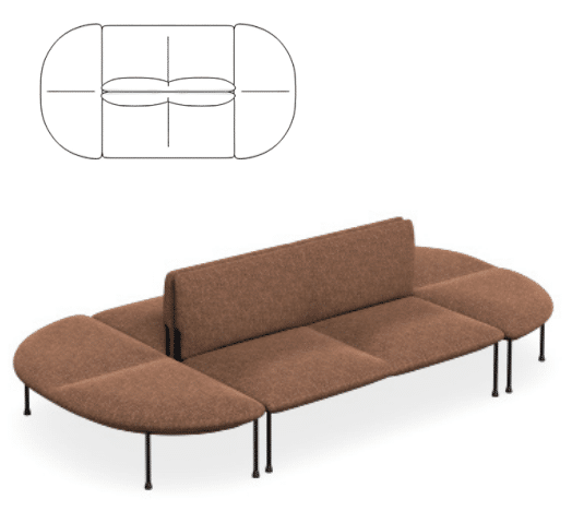 DD Bowral Fabric Upholstered 8 Seater Oval Breakout Seating