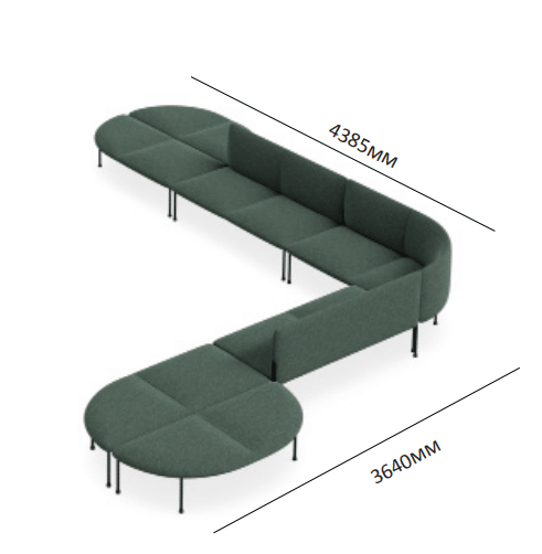 DD Bowral Fabric Upholstered 13 Seater Angle Breakout Seating