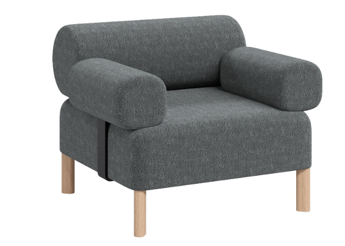 DD Cailloux Fabric Upholstered Single Seater Breakout Sofa with Armrests
