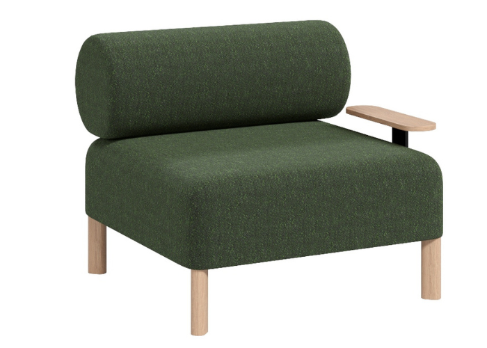 DD Cailloux Fabric Upholstered Single Seater Breakout Sofa with Side Table