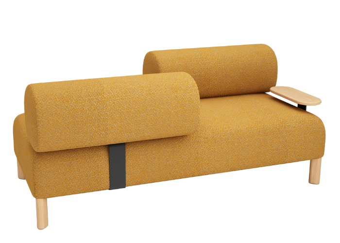 DD Cailloux 2 Seater Fabric Breakout Sofa with Opposite Facing Backrest and Table