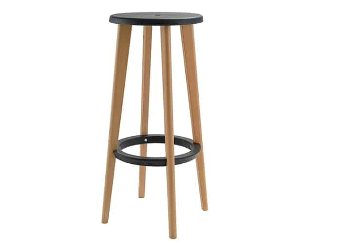 DD Uri Timber Leg Round Seat Outdoor Bar Stool