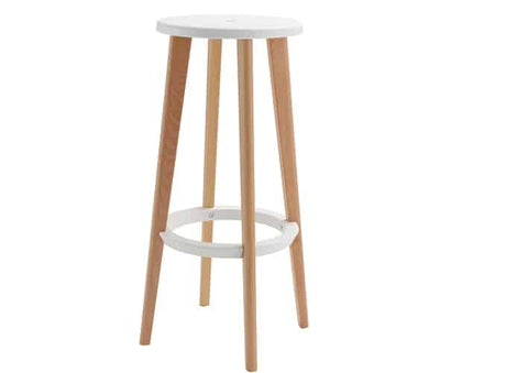 DD Uri Timber Leg Round Seat Outdoor Bar Stool