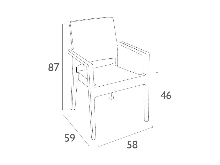 FL 5 Piece Outdoor Dining Table Setting with Ibiza Arm Chair