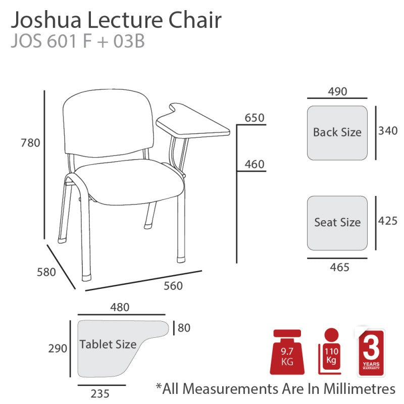 MA Joshua Fabric or Vinyl Upholstered Metal Leg Lecture Chair