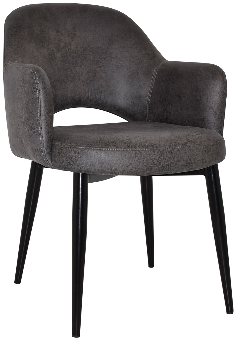 EZ Albury Black Metal Leg Upholstered Hospitality Dining Armchair