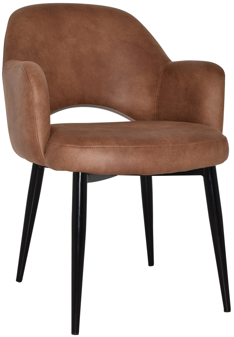EZ Albury Black Metal Leg Upholstered Hospitality Dining Armchair