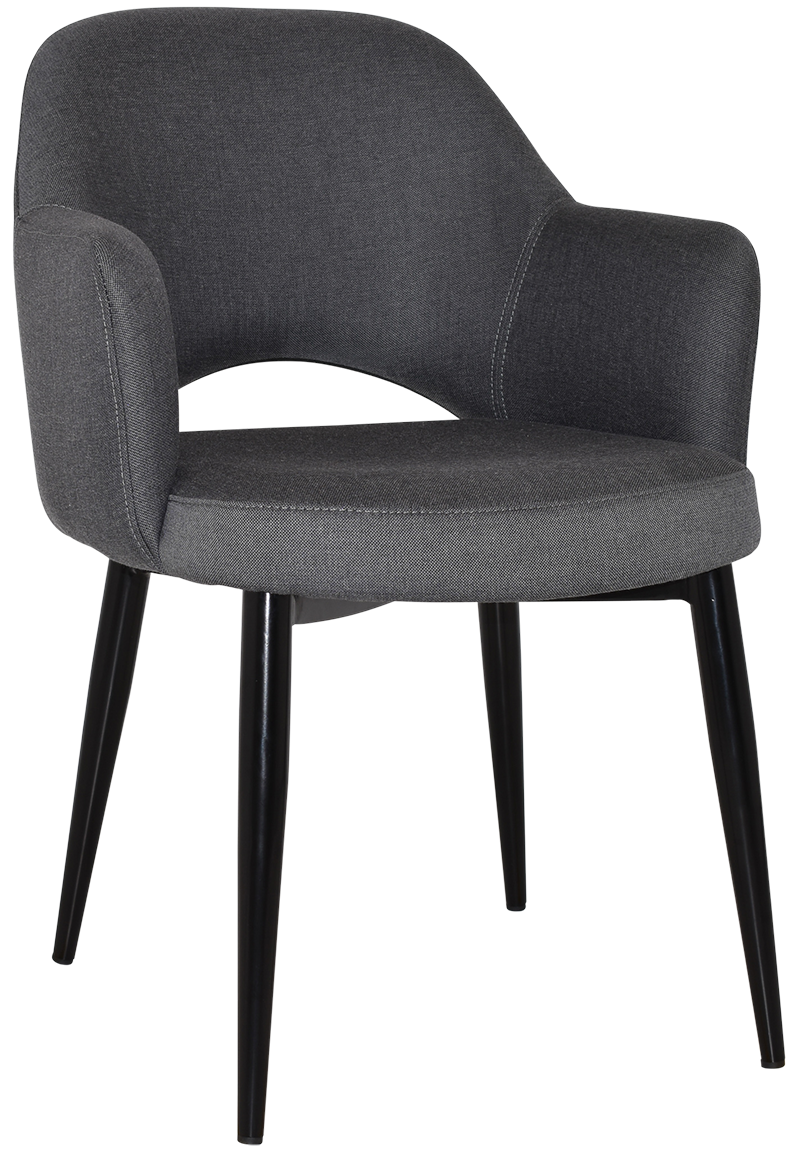 EZ Albury Black Metal Leg Upholstered Hospitality Dining Armchair