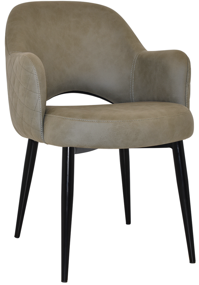 EZ Albury Black Metal Leg Upholstered Hospitality Dining Armchair