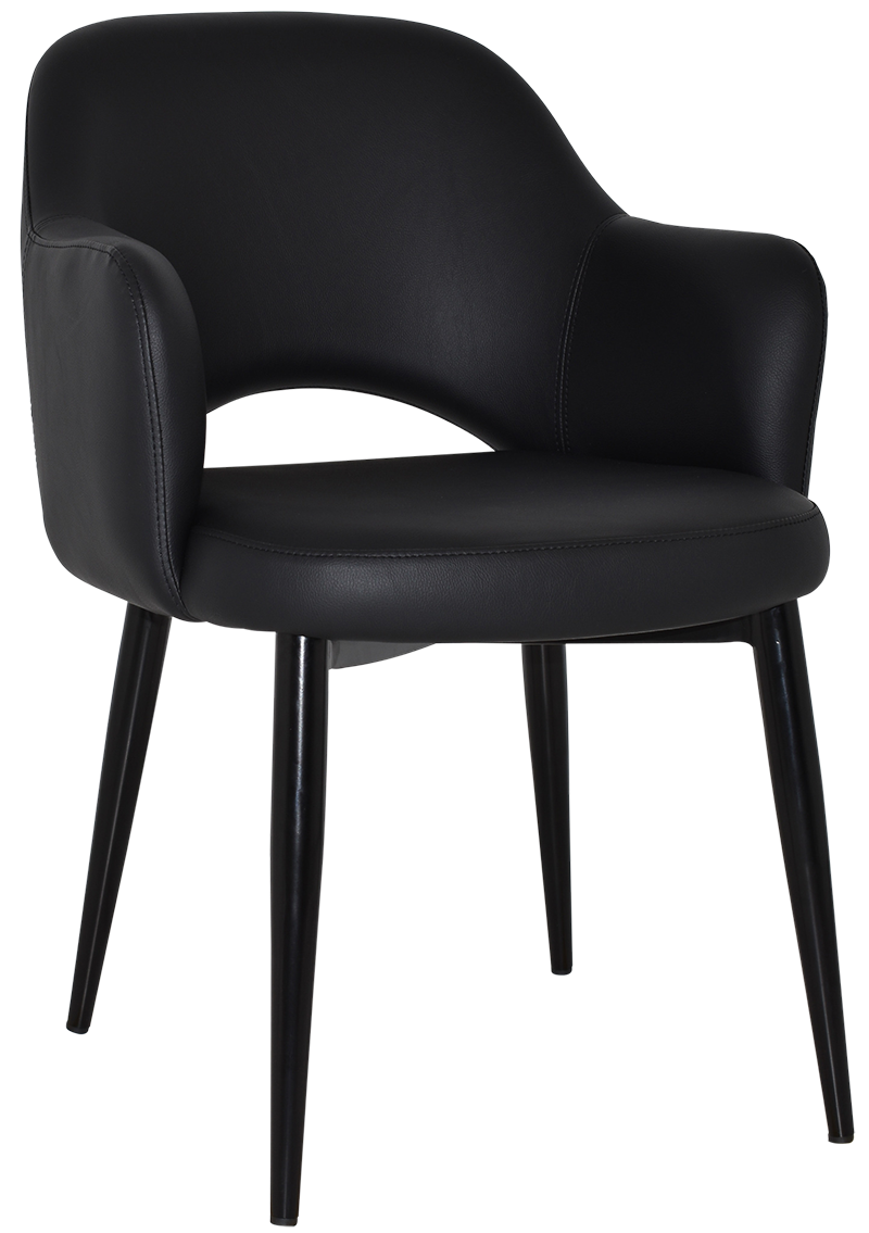 EZ Albury Black Metal Leg Upholstered Hospitality Dining Armchair