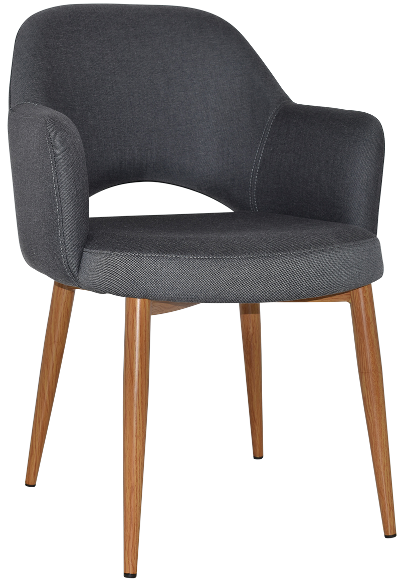 EZ Albury Oak Colour Metal Leg Upholstered Hospitality Dining Armchair