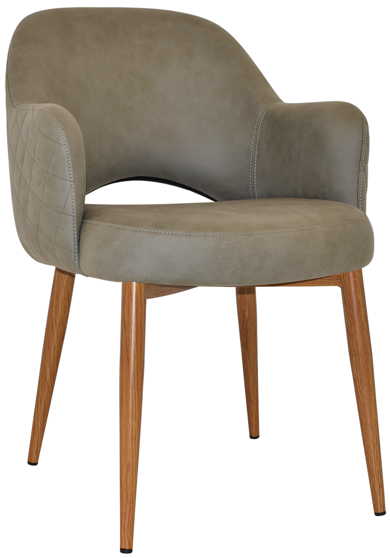 EZ Albury Oak Colour Metal Leg Upholstered Hospitality Dining Armchair