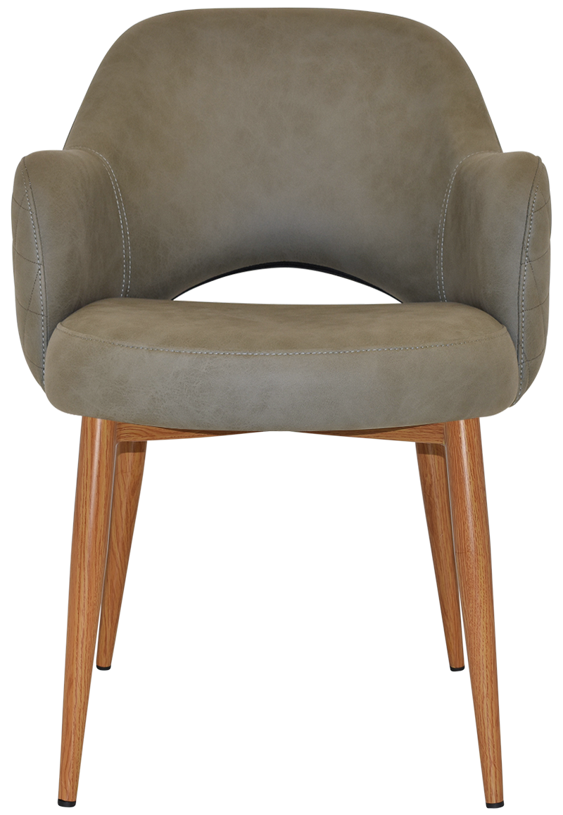 EZ Albury Oak Colour Metal Leg Upholstered Hospitality Dining Armchair