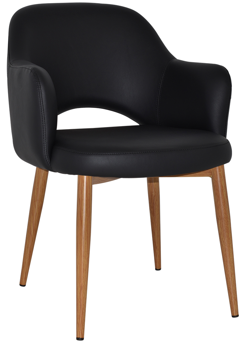 EZ Albury Oak Colour Metal Leg Upholstered Hospitality Dining Armchair