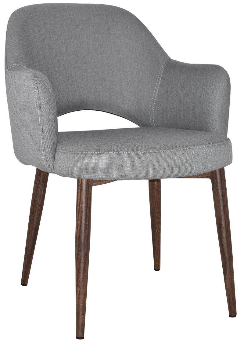 EZ Albury Walnut Colour Metal Leg Upholstered Hospitality Dining Armchair