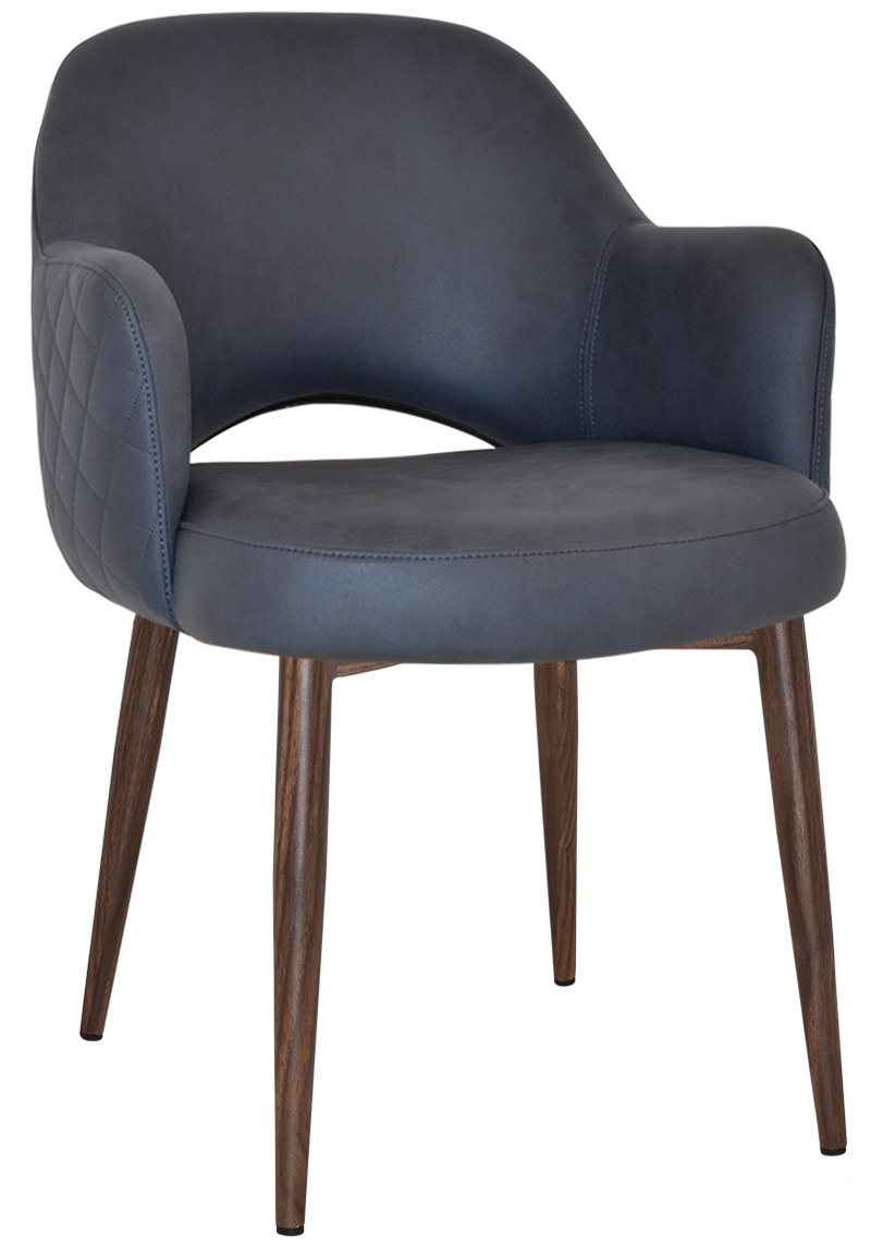 EZ Albury Walnut Colour Metal Leg Upholstered Hospitality Dining Armchair