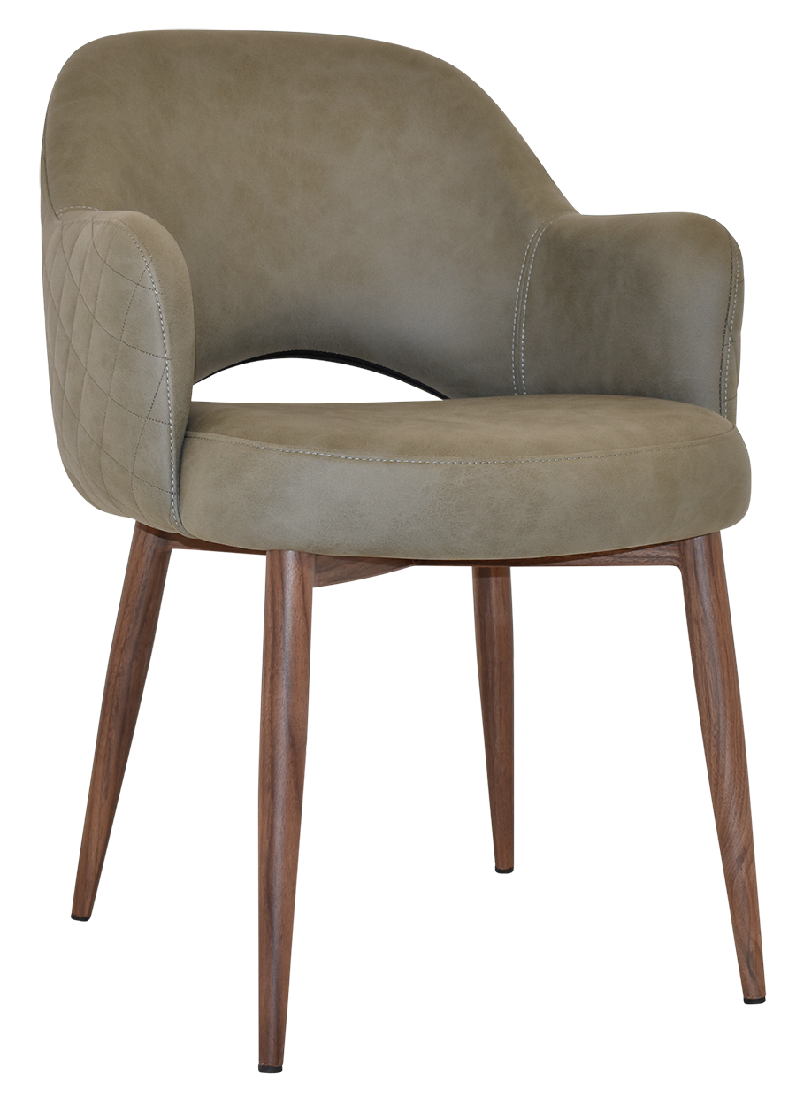 EZ Albury Walnut Colour Metal Leg Upholstered Hospitality Dining Armchair
