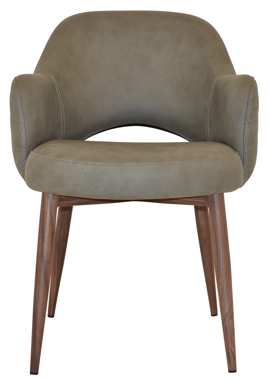 EZ Albury Walnut Colour Metal Leg Upholstered Hospitality Dining Armchair