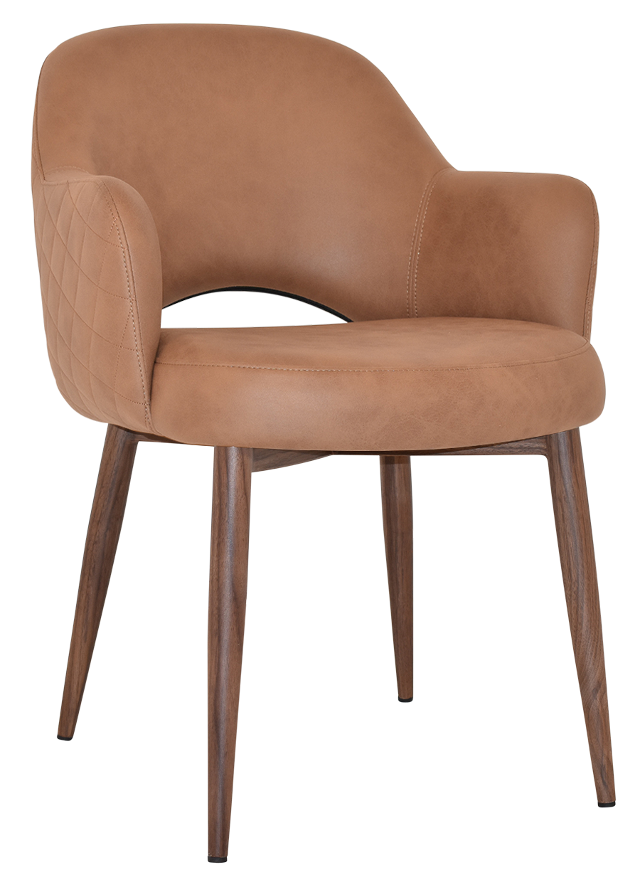 EZ Albury Walnut Colour Metal Leg Upholstered Hospitality Dining Armchair