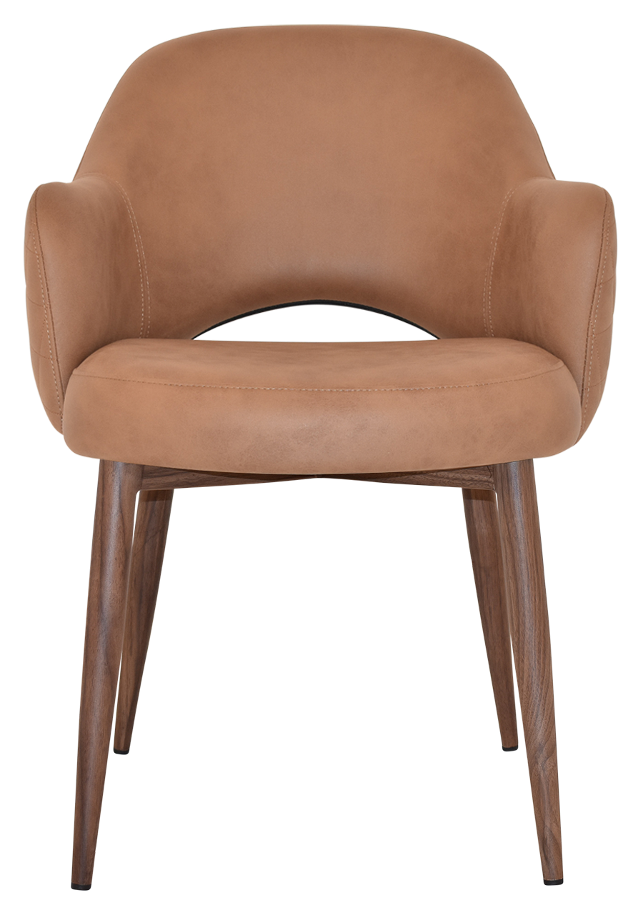 EZ Albury Walnut Colour Metal Leg Upholstered Hospitality Dining Armchair