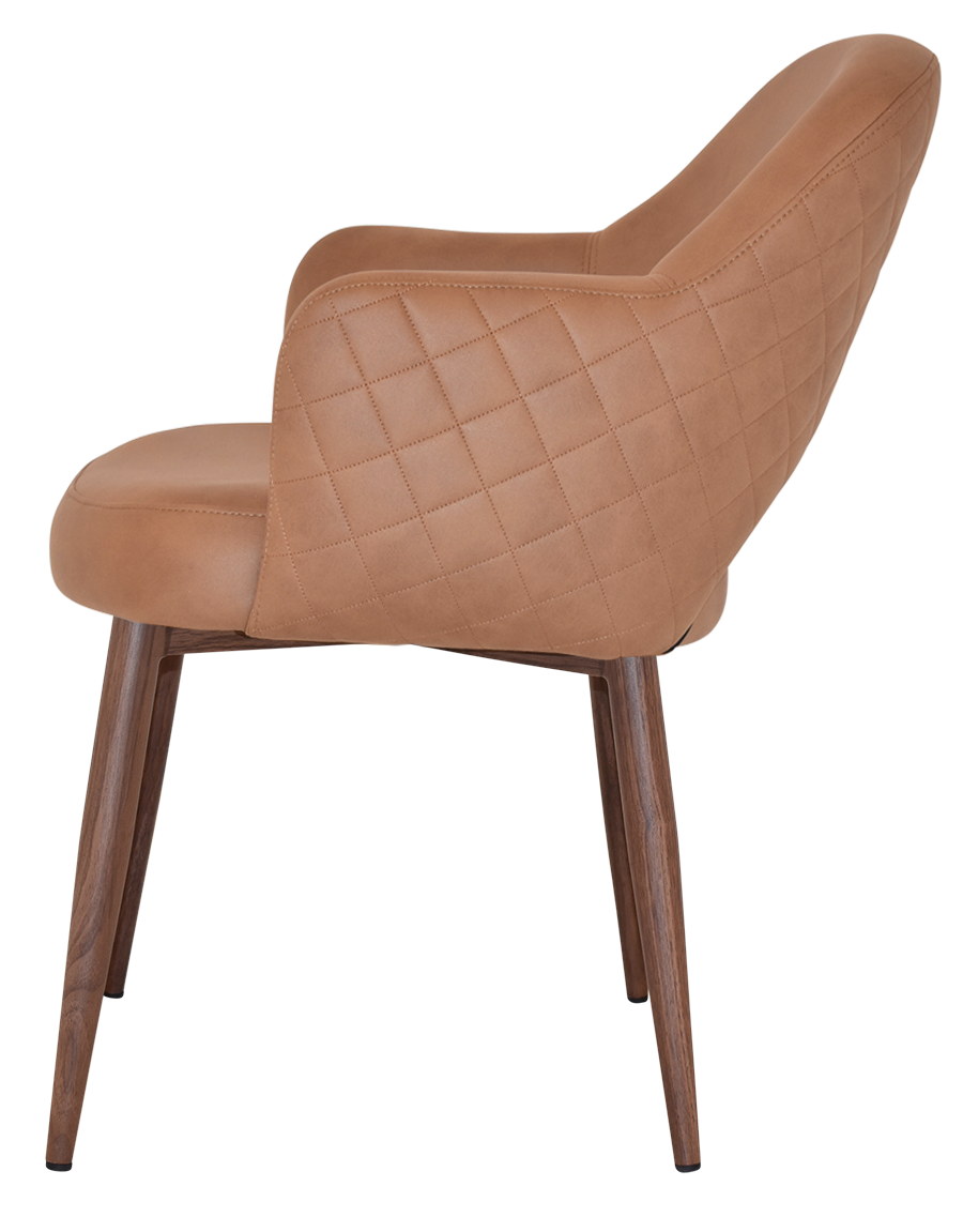 EZ Albury Walnut Colour Metal Leg Upholstered Hospitality Dining Armchair